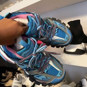 Pink & Blue Balenciaga Track Sneakers